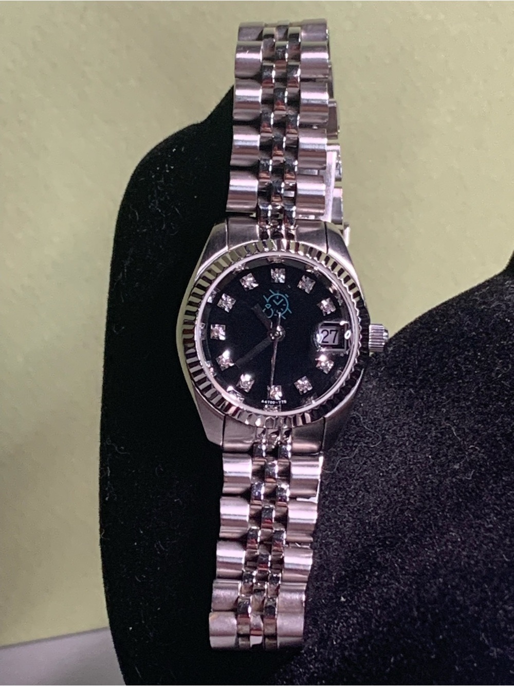 Custom-Made Homage Watch with Black Dial and Crystal Markers